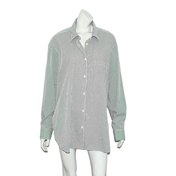 THE ANDAMANE Women's Oversize Stripe Georgiana Shirt White Gray 40 - Picture 6 of 11